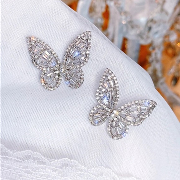 Cubic Zirconia Butterfly Earrings - Picture 2 of 5